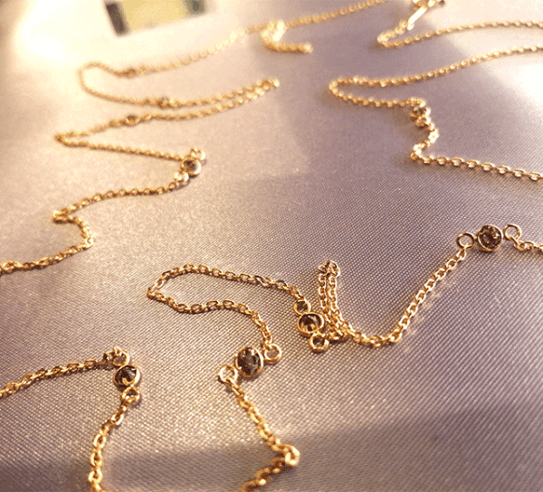 K18ピンクゴールドステーションネックレス