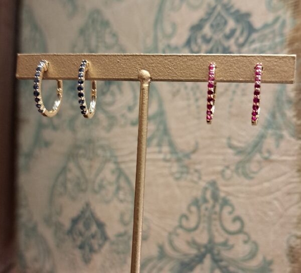 K18ルビー/サファイアフープピアス