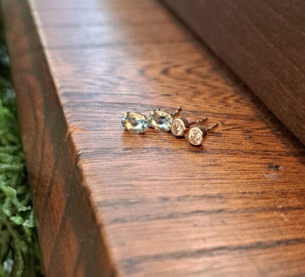 K18アクアマリンピアス/K18PGピアス