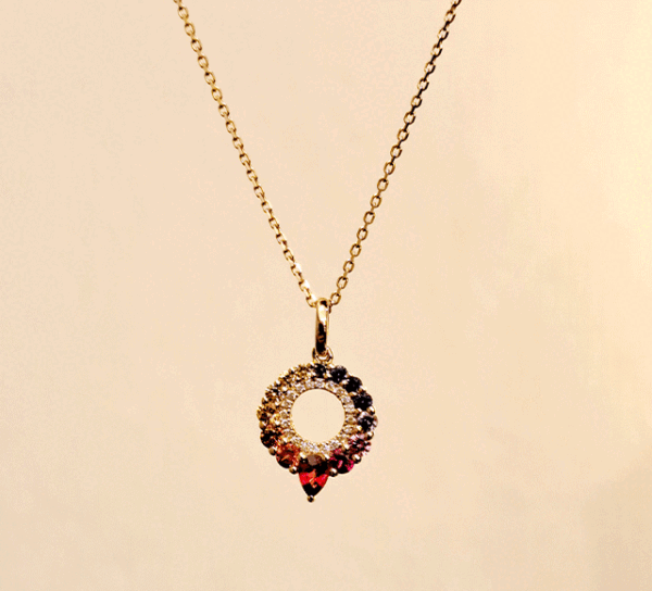 K18カラーサファイア/ダイヤペンダント