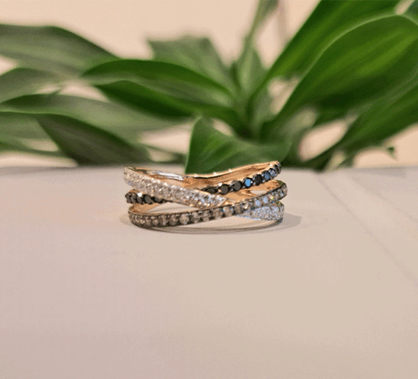 K18ダイヤリング（ブラックダイヤ、ブラウンダイヤ）