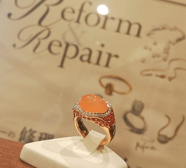 K18オレンジムーンストーンリング