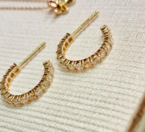 K18ローズカットダイヤモンドピアス