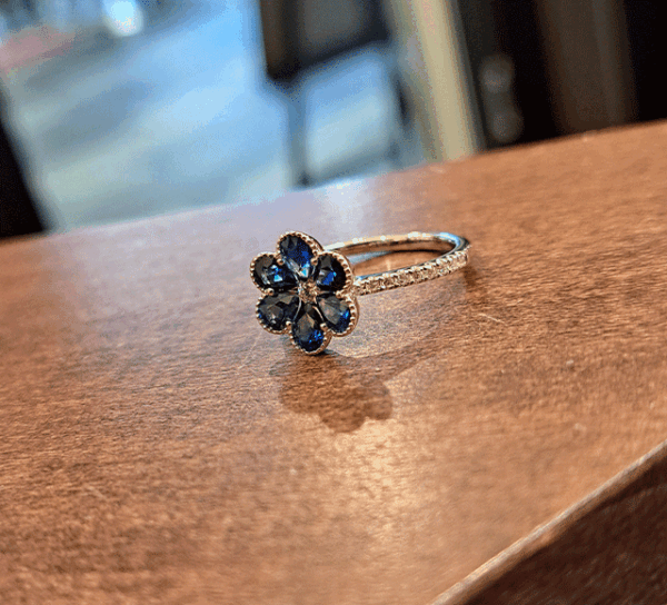 K18サファイアリング