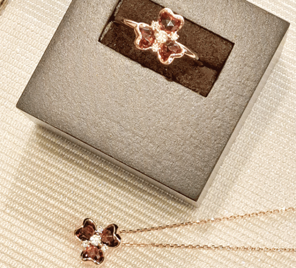 K18PGガーネットリング/ガーネットペンダント