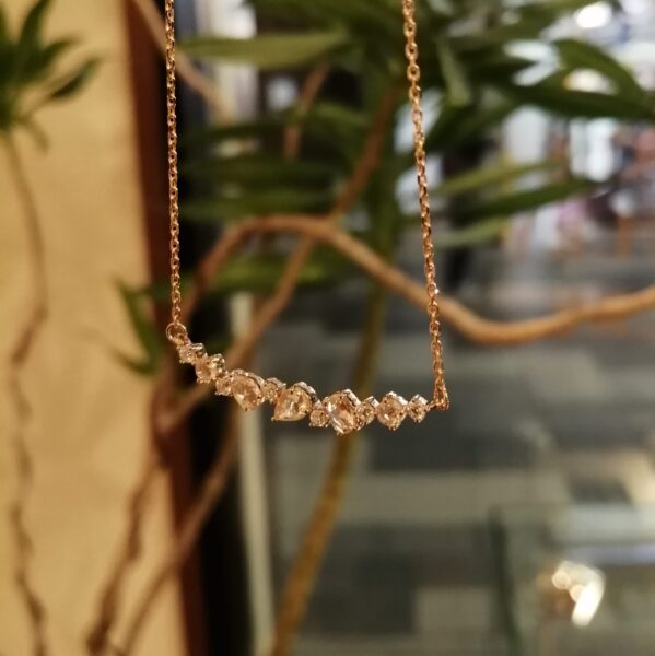 K18PGローズカットダイヤネックレス