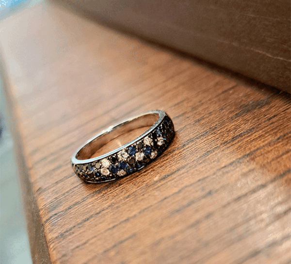 K18WGダイヤ/サファイヤリング