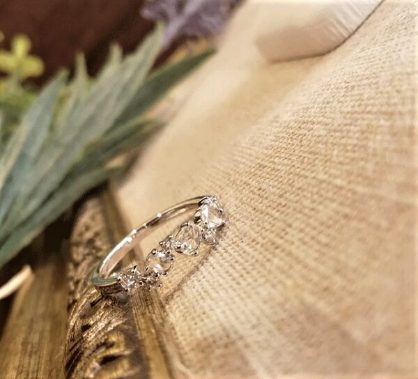 K18WGローズカットダイヤモンドリング