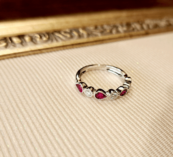 K18WGルビー/ダイヤリング