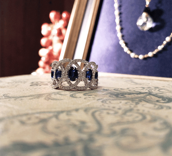 K18WGサファイア/ダイヤリング