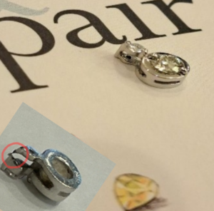 ペンダントトップの修理