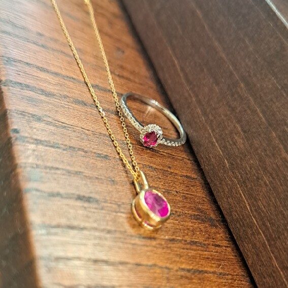 ptルビーリング/k18ルビーペンダントトップ