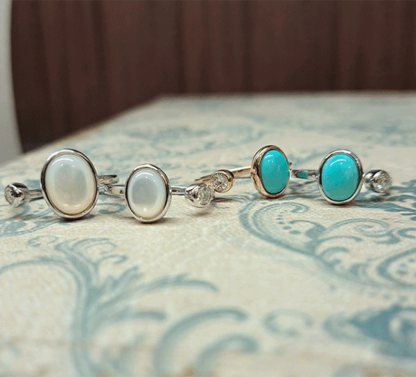 ターコイズ/シェル（K18WG/PG）