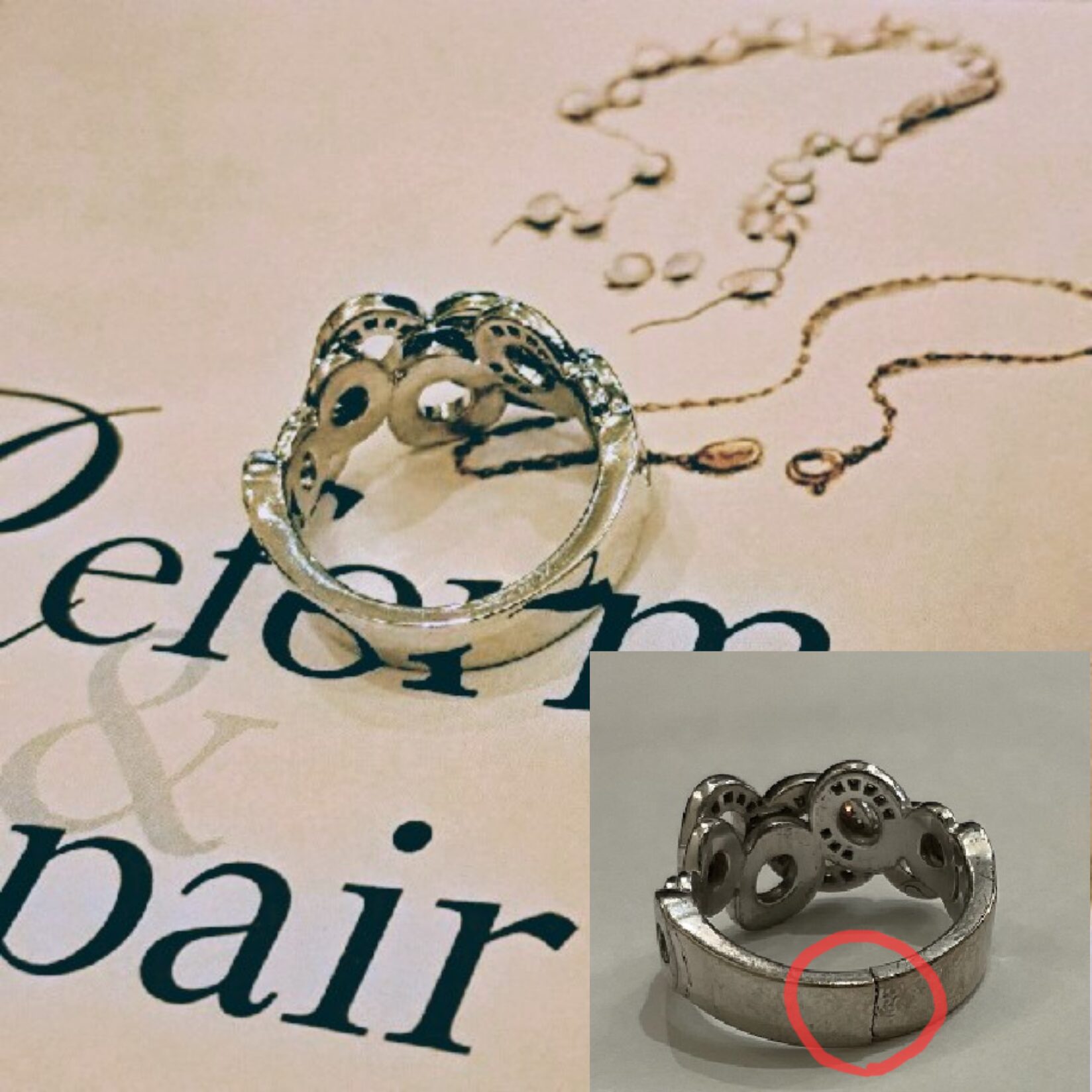 ホワイトゴールドリングの修理